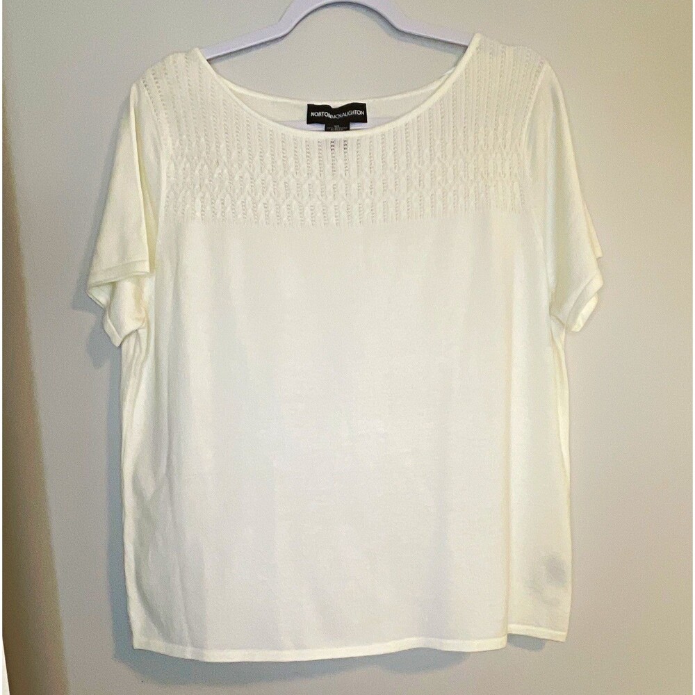 Vintage Norton McNaughton Women's Cream Knit Lightweight Pullover Sweater XL